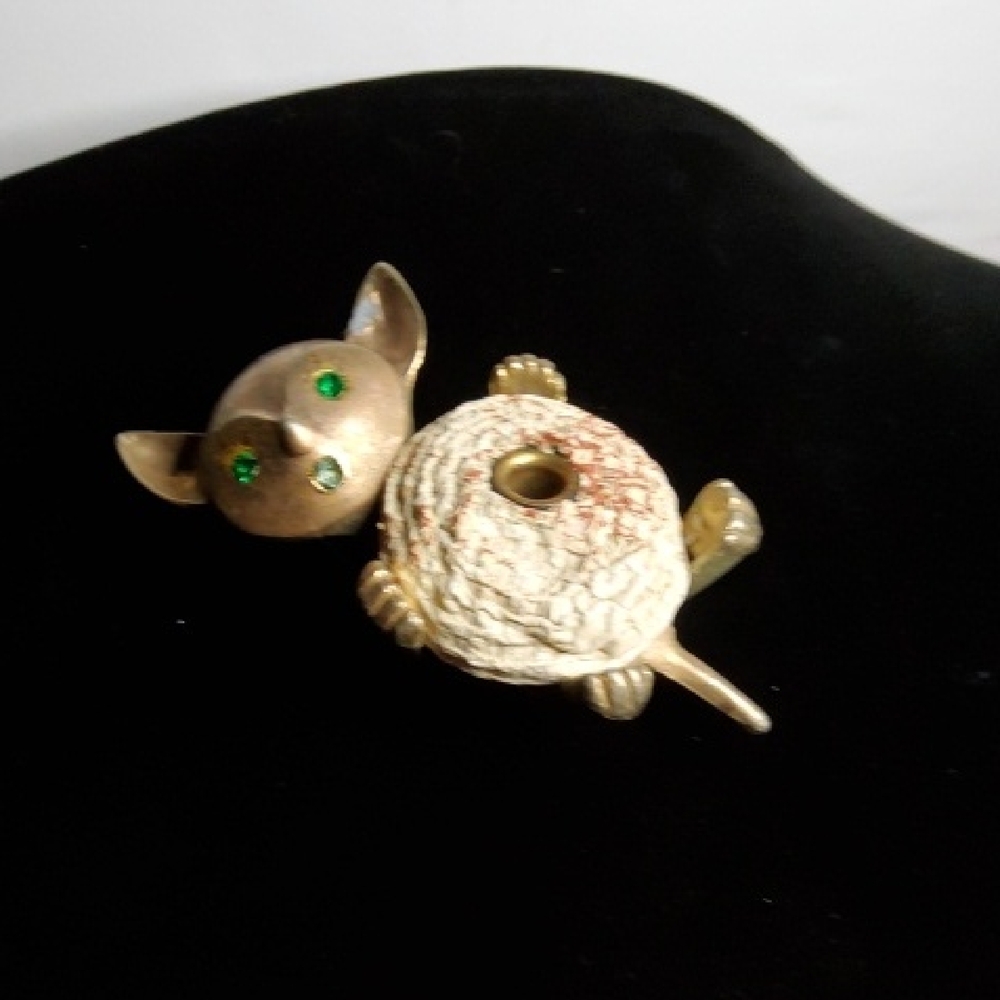 Vintage Brass and Stone Mouse Cigarrett Holder